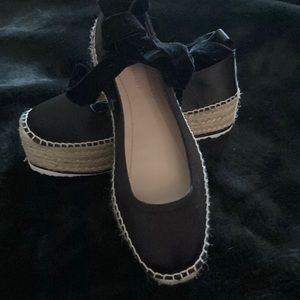 NWOT Zara Woman Velvet Lace Up Platform Espadrilles - Size 35